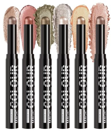 Pavsicgn Fard À Paupières Crémeux En Stick,6X Crayon Lumière Anti-Fatigue - Crayon Brillant Multi-Usage Tenue Longue Durée pour Look Quotidien, Base pour Paupières Maquillage Femme