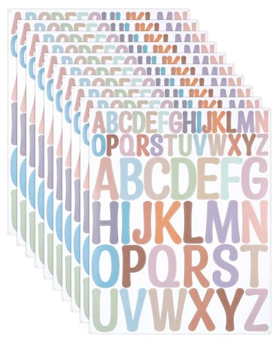 10 Blatt Buchstaben Aufkleber, 520 Stück Klebebuchstaben Wetterfest Sticker, Morandi Buchstaben Sticker, Schriftzug Aufkleber Wunschtext für Selbstklebendes Geschenk/Notizbuch/Etikett