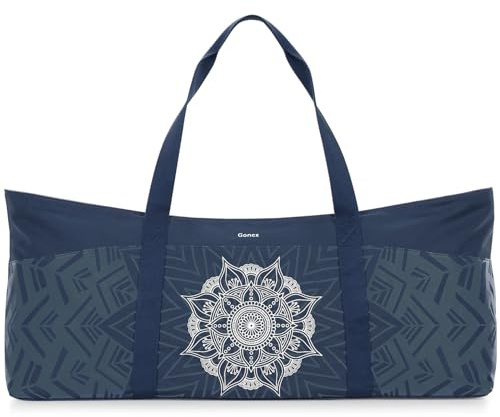 Gonex Sac de Yoga en Toile Grande Capacité, Sac de Sport Femme avec Poche Imperméable et Fermeture Éclair Métal, pour Tapis et Blocs, Idéal Yoga, Pilates, Voyage
