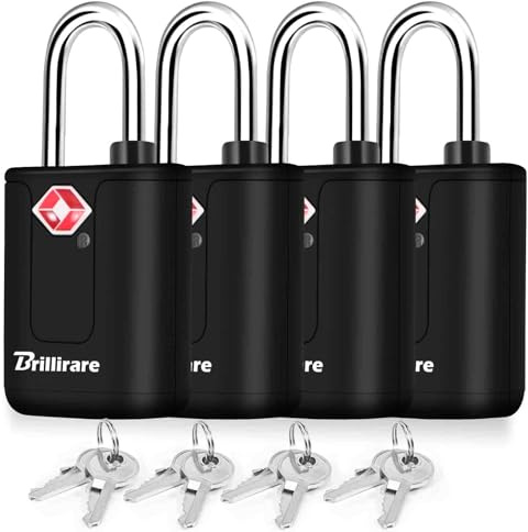 4-pack TSA-godkända bagagelås med nycklar, reselås, solid vattentät nyckellås okrossbart, utomhuslås för skåp, väskor, ryggsäck, gym, grind, stöldskydd-svart