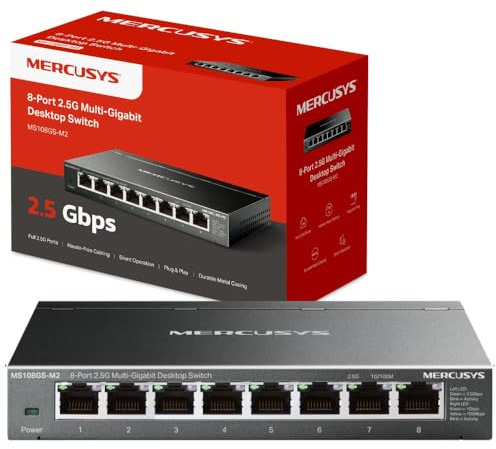 MERCUSYS MS108GS-M2 2.5GB Switch with Super fast Connections, 8 Ports Ethernet Splitter,Network Switch,TP-Link Ethernet Switch,Silent Operation,Ideal for Various Scearios,Durable Design, Plug and Play