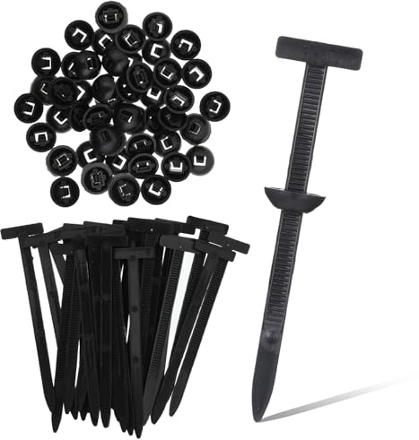 LIQWEI 50 hebillas universales de nailon para bridas de cables, hebillas de plástico de nailon resistentes, bridas de cierre de cremallera negras para reparación de maletero de guardabarros de coche
