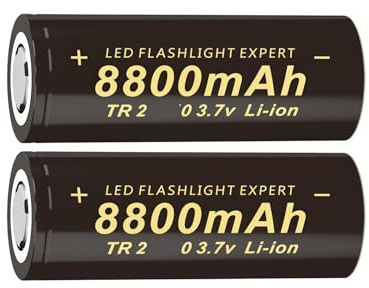 Batteria ricaricabile di grande capacità 8800mAh Batteria 3.7V per illuminazione intensa, ventilatori portatili, utensili elettrici e giocattoli, elettronica e altro ancora(Black 2pcs)