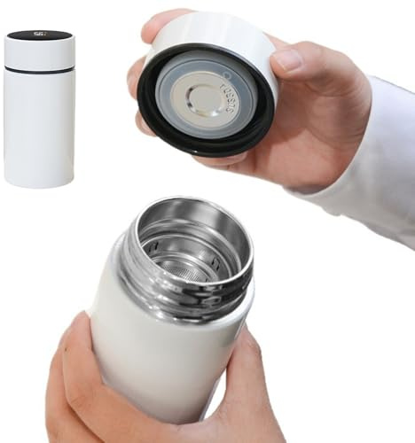 Mini tumbler – Borraccia in acciaio inox con visualizzazione della temperatura | Tazza da viaggio all'aperto – per ufficio, studenti, viaggiatori, palestra, conducenti, sport, pendolari, escursioni