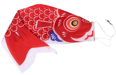 BIUDECO Manica a Vento Bandiera Giapponese a Forma di Carpa 70 CM in Poliestere Rosso Resistente per Decorazioni Esterne da Giardino, Balcone e Festival Tradizionali