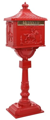 Genérico Buzón de pie Rojo 42,5 x 29,5 x 117 cm Aluminio Fundido,Casa y jardín,Decoración,Buzones de Correo,42023494