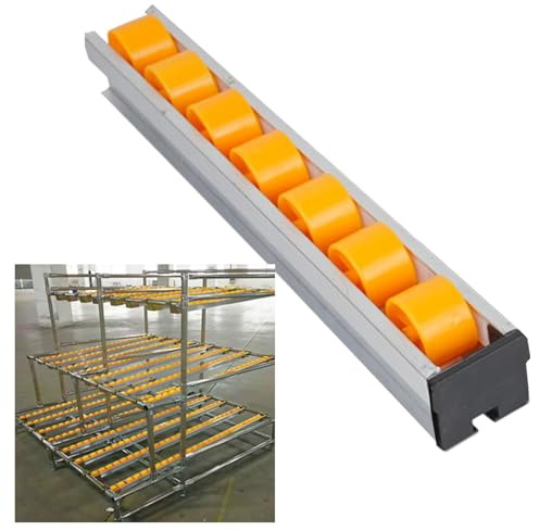 LVLDAWA Carril Deslizante Rodillos Superficie Lisa, Carril Transportador Ruedas Patín, Transportador Rodillos Para Estanterías Dinámicas Para Paletas, Carga Herramientas(Amarillo,1m)