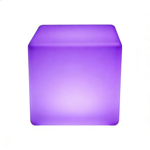 WOLEGM LED Licht Quadratischer Hocker Würfel Farbwechsel Stimmungslicht mit Fernbedienung, 7 RGB Farben, Dimmbar Helligkeit, Wiederaufladbare Würfelleuchte Nachtlicht für Heimbeleuchtung & Dekoration
