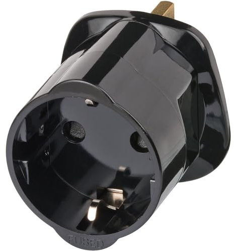 ShaniTech UK Visitors Travel Adapter European Schuko to UK Black
