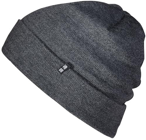 Enter the Complex® Merino Mütze Herren, Beanie Damen, 100% Merino Wolle, Warm und Dünn, Zweilagige Strickmütze, Anthrazit
