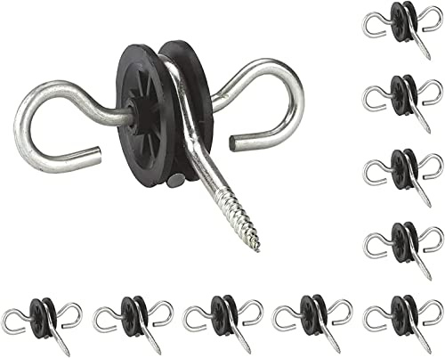 KATSU Tools 10X Elektrozaun Doppelhaken Torgriffisolatoren Strapazierfähige Verzinkte Elektrozaun-Zubehör für Holzpfähle, Litze, Seil, Draht und Band 667102 | Verzinkte robuste Doppelhaken Torgriffisolatoren Elektrozaun Weidetore Zubehör 667102