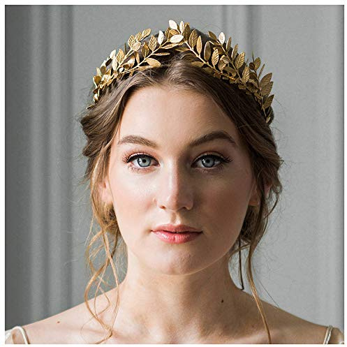 Anglacesmade Bandeau de mariée feuille de vigne avec couronne feuille d'or et diadème de mariage, demoiselle d'honneur, bal de fin d'année, accessoire de cheveux Pour femmes et filles