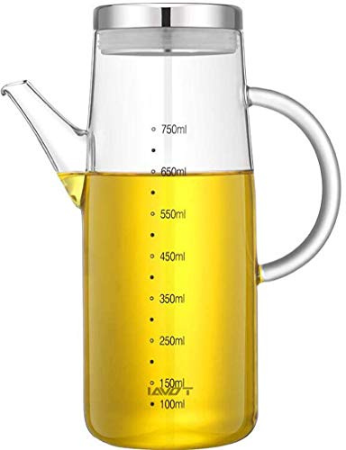Bottiglia di Olio, Olio e Aceto Dispenser con Scala, Bottiglia Dispenser per Olio d'oliva in Vetro, Olio di Bottiglia con Beccuccio Bottiglia Aceto per Padella, BBQ, Cucina, Insalata, 750ml