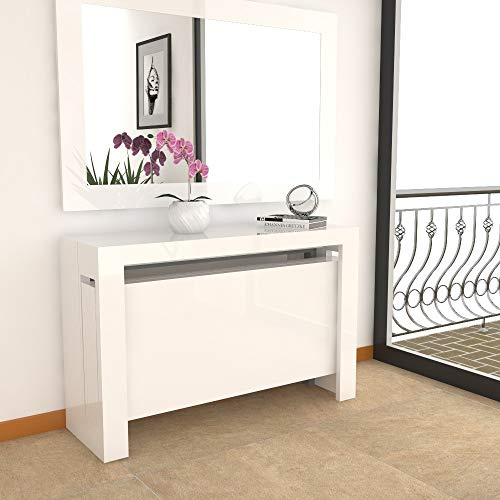VE.CA - Tavolo Allungabile Mercurio XXL, Made in Italy - Console Allungabile con Porta Prolunghe fino a 3 Metri, 16 Posti Bianco Lucido - Moderno da Sala da Pranzo (Bianco Lucido, 16 Posti)