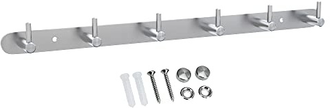 INTIRILIFE Edelstahl Garderobenleiste Modell B - 6 Haken - 46 x 4.2 cm - Kleiderhaken Garderobe Hakenleiste in 5 verschiedenen Designs