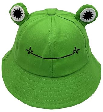 Beliky Girl Frosch Sonnenhut, Erwachsener Frosch Eimer Hut, Frosch Fischer Eimer Sonnenhut, Sommer Baumwolle Niedlicher Frosch Eimer Hut für Paare (Grün)