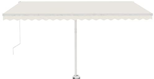 vidaXL Gelenkarmmarkise Einziehbar mit LED Markise Sonnenmarkise Balkonmarkise Sonnenschutz Standmarkise Terrasse Garten 450x300cm Cremeweiß