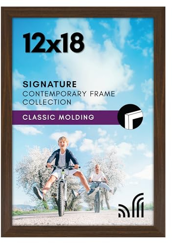 Americanflat 12x18 Poster Frame with Shatter-Resistant Glass - Signature Collection - Gallery-Style Frames Made of Engineered Wood - Photo Frame for Wall Display - Walnut
