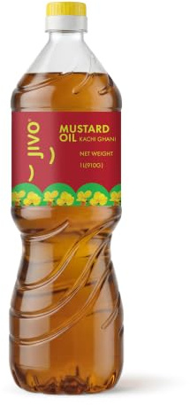 JIVO Olio da cucina quotidiano Kachi Ghani spremuto a freddo, senza sostanze chimiche, senape, 1 litro | Consigliato per arrostire, friggere, cuocere tutti i tipi di cucine |