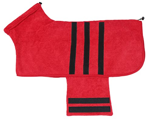 YAOTT Mikrofaser Hundebademantel mit Klettverschluss,Schnelltrocknend Haustier Hunde Bademantel Weich Hundehandtuch Saugfähige Hundekleidung Warm Haustierhandtuch Badetuch für Hunde Katzen Rot XL