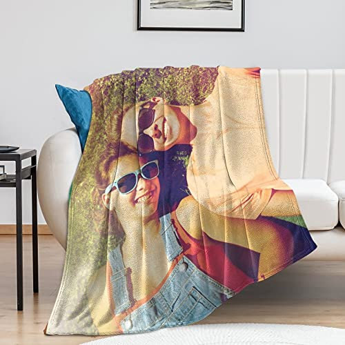 Personalisierte Fotodecke Mit Eigenem Foto, individuelle kuscheldecke Bedrucken Lassen mit Foto,1-9 Bildcollage,Fotodecke selbst gestalten, Fotogeschenk für Geburtstag Jahrestag Weihnachten, 130×150cm