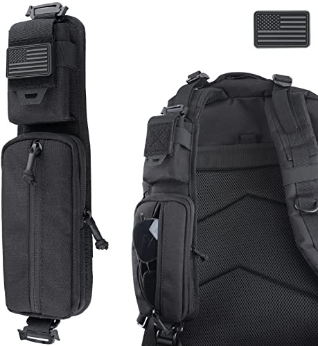 WYNEX MOLLE Zubehörtasche mit doppeltem Reißverschluss, Rucksackgurt, Schulterriemen, MOLLE-Befestigung, taktisches Zubehör, Tasche, Schulterriemen, Reißverschlusstasche, zusätzliche Handyhalterung