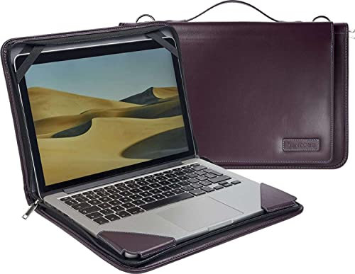 Broonel Purple Leather Laptop Messenger Case - Compatible with CHUWI GemiBook Laptop Ultrabook 13 Inch