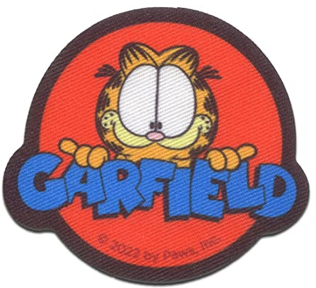 Comercial Mercera Garfield Logo Aufnäher zum Aufbügeln 6,8 x 6,2 cm Bügelbild für Erwachsene Kinder mit Comic Katze Kult Fan, Bügelpatch Patches Bügelflicken Geschenk