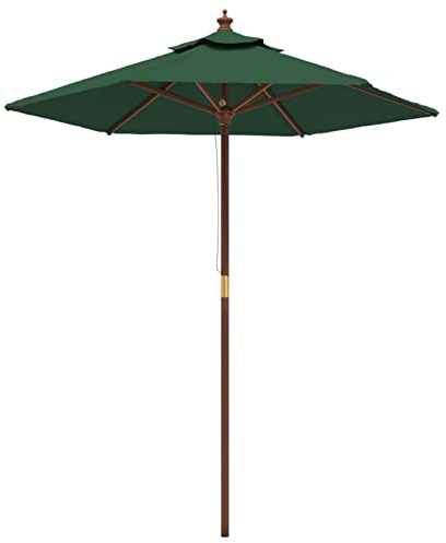 Tidyard Sonnenschirm mit Holz-Mast Gartenschirm abnehmbare Stahlkreuzfuß Balkonschirm Terrassenschirm Strandschirm Sonnenschutz Marktschirm Grün 196x231 cm