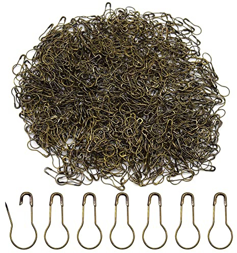 Hocansen 1000 Stück Sicherheitsnadeln Metallkürbisnadel 22mm Birnenförmige Snadeln Calabash Pin für Maschenmarkierer,Stricken,Nähzubehör(Bronze/HL)