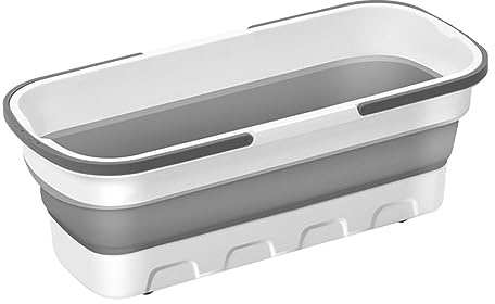 Fulenyi Faltbarer rechteckiger handlicher Eimer Klappbarer Eimer Falteimer Camping Eimer Wassereimer Putzeimer, 53 x 22 x 20cm, Weiss