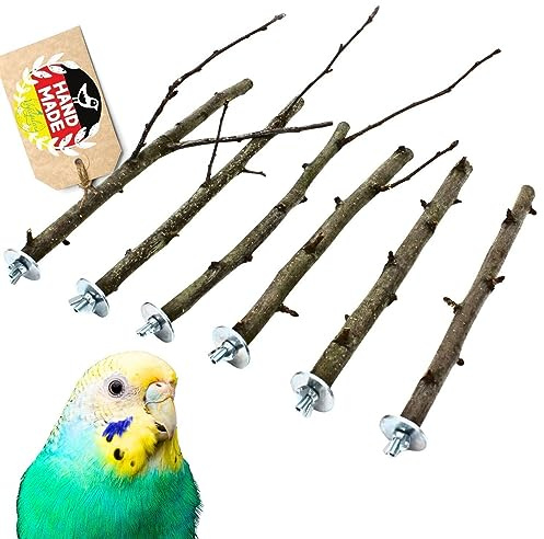 Vogelgaleria® Sitzstangen für Wellensittiche Wildobstsitzstangen für Vogelkäfige Naturholz Vogelsitzstangen Käfig Zubehör