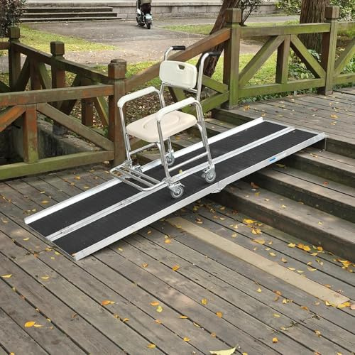 JJoias 7Ft Rollstuhlrampe Aus Aluminiumlegierung, Rutschfeste Tragbare Faltbare Rollstuhlrampe, Home Step Rollstuhlrampe, Behindertengerechte Treppenschwelle