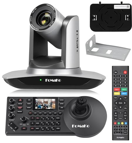 FoMaKo AI Auto Tracking HDMI PTZ Camera 20x Optical Zoom for Church Services Worship Education + KC608 Pro PTZ Controller (FMK12UH Pro+KC608)