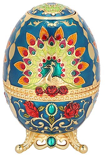 Toothpick Holder Retro Metal Peacock Egg Shape Portable Egg Shaped Storage Box Christmas Cigarette Dispenser Decorative Toothpick Cover Holder