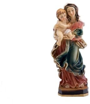 Virgen de la Alegría Niño Figura 12 cm. resina detalle peana
