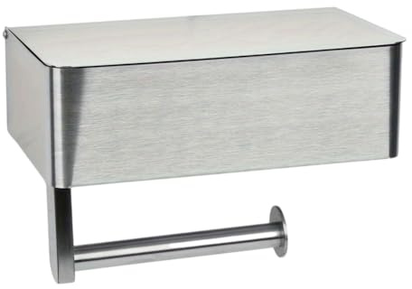 Toilettenpapier-Rollenhalter Mit Aufbewahrungsständer Für Badezimmer, An Der Wand Befestigter Edelstahl-Gewebehalter, Toilettenpapierhalter Mit Regal_Silber gebürstet