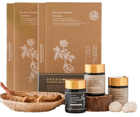 Sensibility Red Ginseng Extract Set | 100% Reiner Ginseng-Extrakt | 3 x 50g Flaschen | Fünf Jahre Alter Koreanischer Ginseng | Immunsystem Stärkung | Gedächtnisverbesserung | Saponinreich