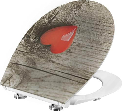 Cornat WC-Sitz Eichenherz - Superflaches Design - Pflegeleichter Duroplast - Quick up & Clean Funktion - Absenkautomatik - Bequeme Montage von oben / Toilettensitz / Klodeckel / KSDSC294