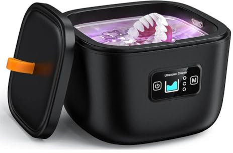 Ultrasonic Retainer Cleaner, Professional Ultrasonic Dentures Cleaner Machine, Retainer Cleaner Machine with U-V Light, Portable Jewelry Cleaner for Dental, Retainer, Mouth Guard, Ring, Jewelry