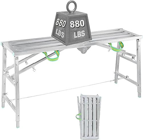 BGFYUSF Trittleitern Gerüste Podest Mehrzweck-Podest und Gerüst Kombileiter, Verstellbare Arbeitspodestleiter, Fahrbar, Aluminium - Gerüstturm, Arbeitspodest,180cm