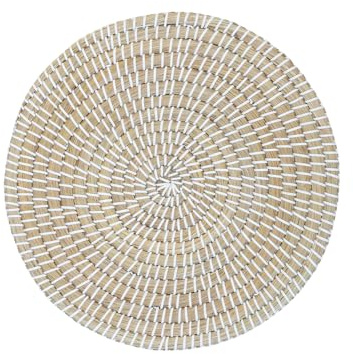 Seagrass Placemats, Handwoven Straw, Natural Organic Aesthetic (White, 6 Pcs)