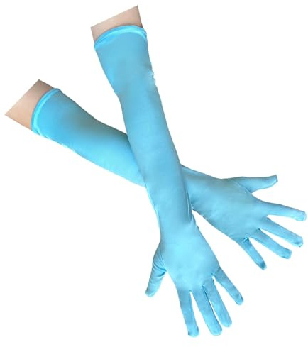 AUSUAYA Lange Satin Opernhandschuhe Damen, Elegante Abendhandschuhe Stretch für Hochzeit, Kostüm, Cosplay, Bühne & Party DE-G-G1