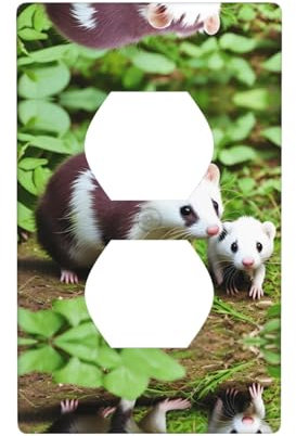 Placca da parete a doppia presa per interruttore della luce, decorazione per la casa, 11,4 x 7,9 cm, stampa di furetti