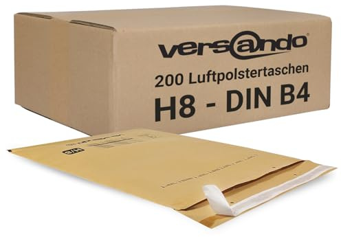versando 200x H8 Luftpolsterumschläge Innenmaß 270 x 360 mm Außenmaß 290 x | 370 mm braun/goldgelb für DIN B4