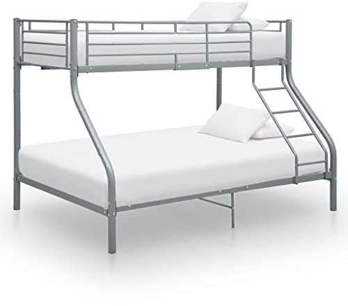 Willood Etagenbett Stockbett Hochbett Etagenbettgestell Stockbett Hochbett Etagenbett Stockbett Hochbett Etagenbettgestellgestell Grau Metall 140x200 cm/90x200 cm