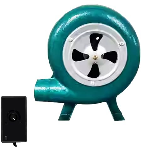 Soplador Barbacoa con Regulador de Velocidad, Ventilador Barbacoa Eléctrico, Picnic, Camping, Cocina al Aire Libre, Soplador de Forja con Motor de Cobre Puro(18x14x20cm/7x6x8in)