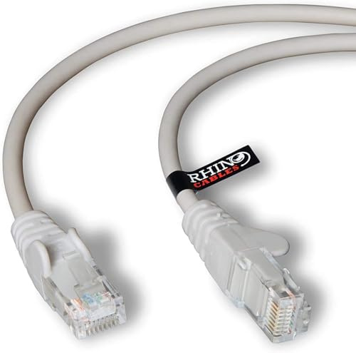 rhinocables CAT 6 High-Speed Gigabit Ethernet Cable - Patch Network Lead for LAN| Snagless UTP With LSZH Jacket | RJ45 Connector - Internet, Router, Modem, Smart TV, PC & More (5m, Grey, Pack of 25)