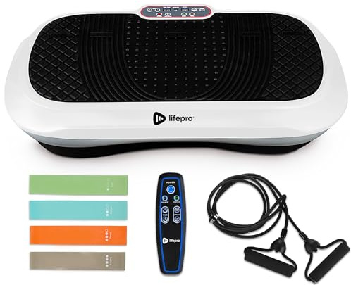 LifePro Waver - Máquina de Ejercicio con Placa de vibración para Entrenamiento Cuerpo Completo, 99 Niveles Velocidad, Bandas Resistencia, Control Remoto, Fitness en casa y Plataforma - Blanco