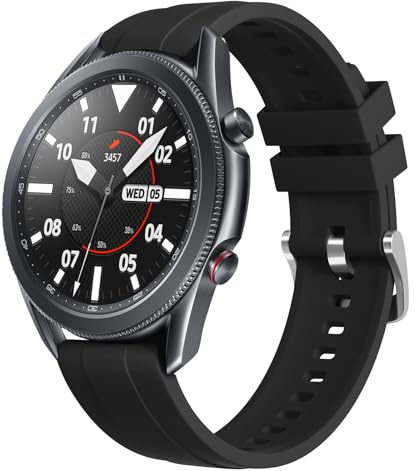 WOOZ Classic Strap for Samsung Galaxy Watch 46mm /Galaxy Watch 3 45mm /Gear S3 Frontier/Classic, 22mm Adjustable Silicone Replacement Band (Black)